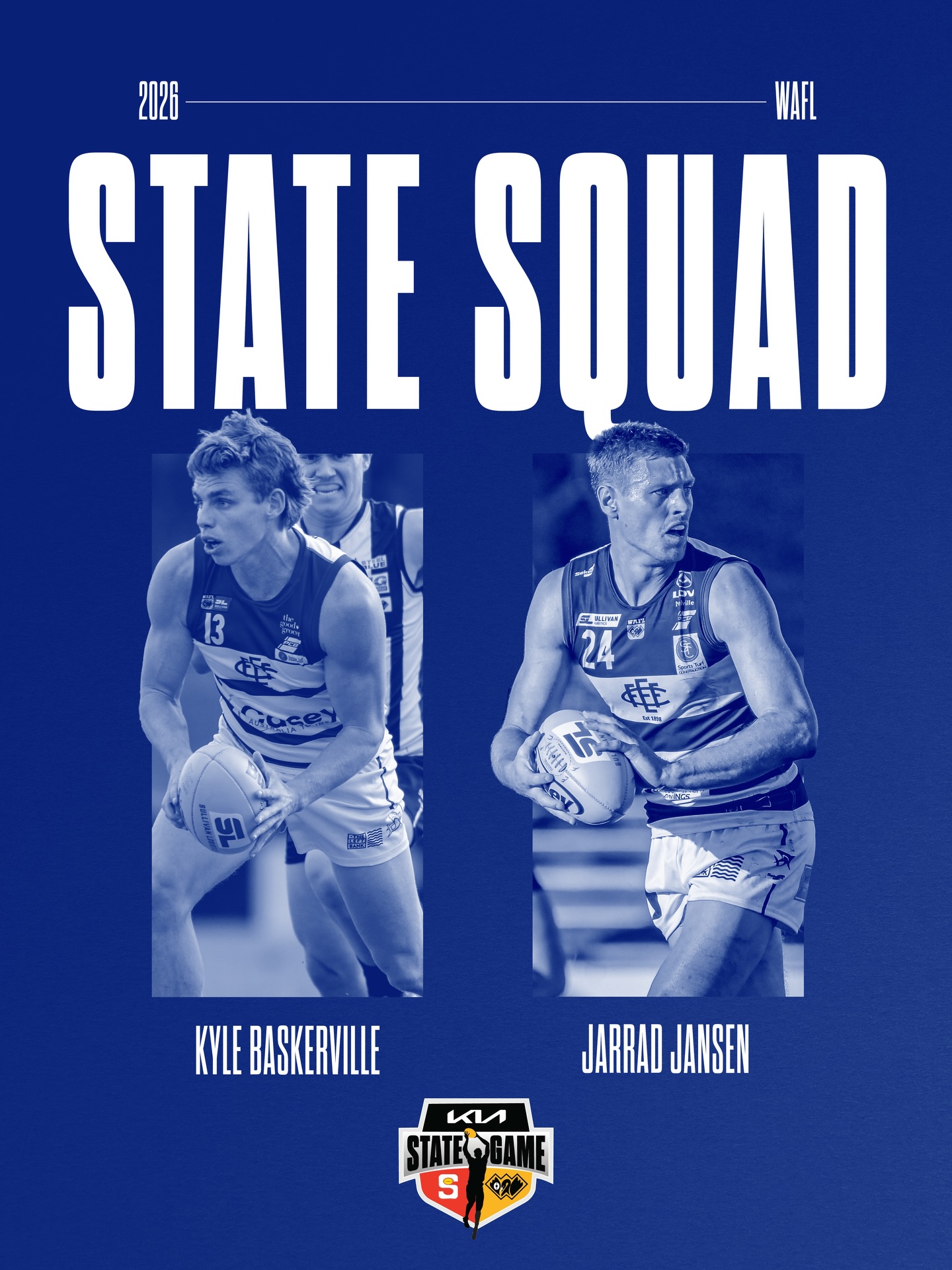 OUR STATE SQUAD REPS! Congratulations to Kyle Baskerville & Jarrad Jansen on being selected in the Kia WAFL State Squad!