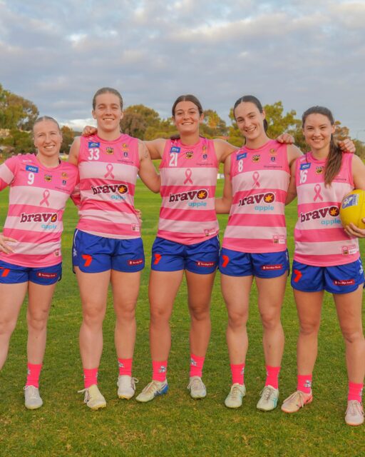 On Saturday, we will wear pink!As part of our inaugural Breast Cancer Awareness Match against the Subiaco Lions, our WAFLW team will wear a pink matchday guernsey with pink socks to help raise awareness for breast cancer. Our WAFL team will also wear pink socks in their clash against the West Coast Eagles to show their support. Get down this Saturday to support a full day of footy for an amazing cause!