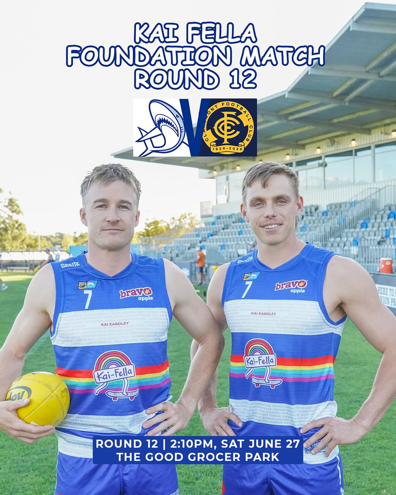 We are excited to announce that for the 2026 Mental Health Round, the Sharks have teamed up with the Kai-Fella foundation to promote mental wellbeing.
This Saturday, our senior men will wear this special guernsey against Claremont, in what will be a fantastic show of support for the organisation and Mental Health Round.
Make sure to get down to The Good Grocer Park this Saturday for an unmissable match!