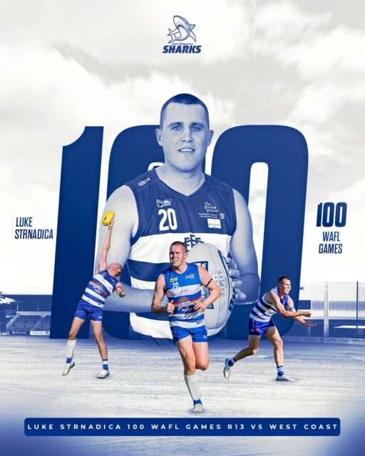 Congratulations to Luke Strnadica for playing his 100th WAFL match tomorrow against the West Coast Eagles. Luke continues to play a dominant role as our first ruck and consistently displays a strong work ethic. Head down to Mineral Resources Park this Friday to support Luke as he celebrates this milestone!