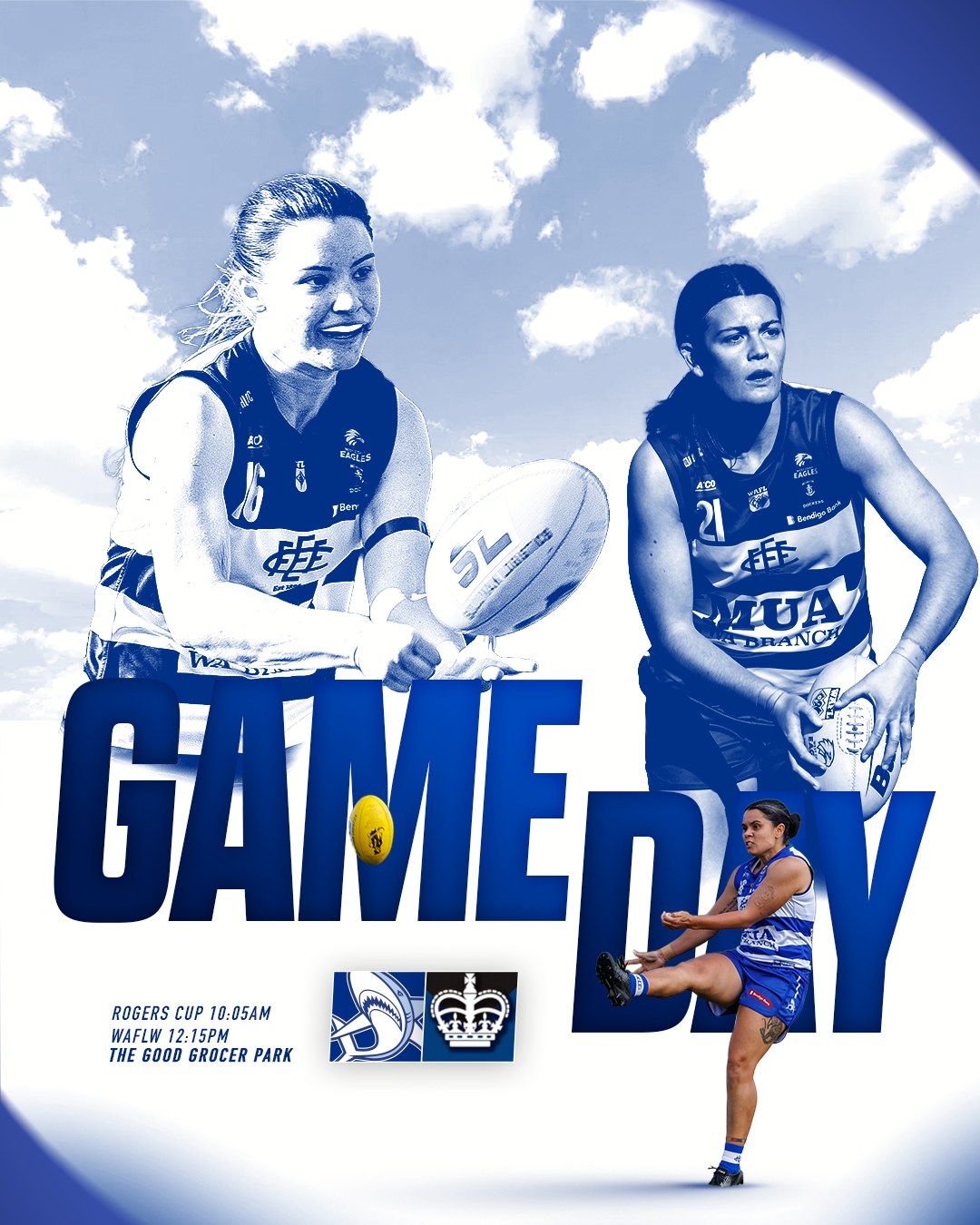 It's Gameday! Get down to The Good Grocer Park to watch our WAFLW and Rogers Cup teams take on East Perth.