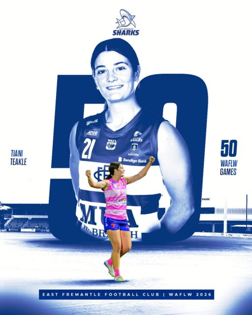 Huge congratulations to Tiani Teakle and Jae Flynn as they both play their 50th WAFLW game on Sunday against East Perth. Make sure to get down to the Good Grocer Park tomorrow and show your support as these girls celebrate this amazing milestone!
