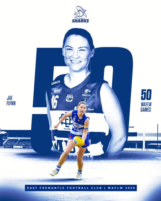 Take 2! After an unfortunate late out two weeks ago against East Perth we can now congratulate Jae Flynn who will play her 50th WAFLW game tomorrow against Perth Demons. Make sure to get down to Mineral Resources Park to cheer on Jae as she celebrates this amazing milestone!