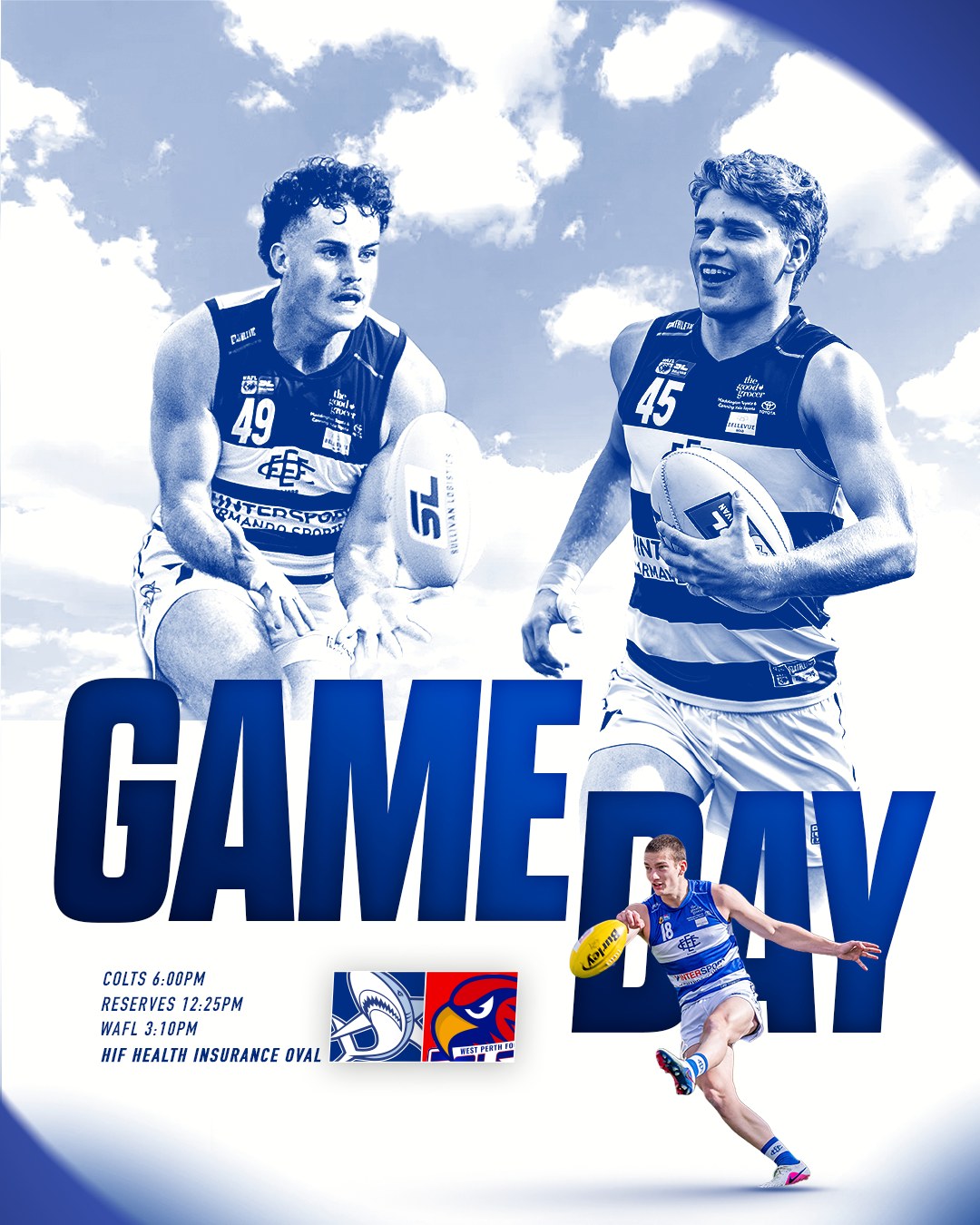 It's Game Day! Get down to HIF Health Insurance Oval to cheer on our boys as they take on West Perth!