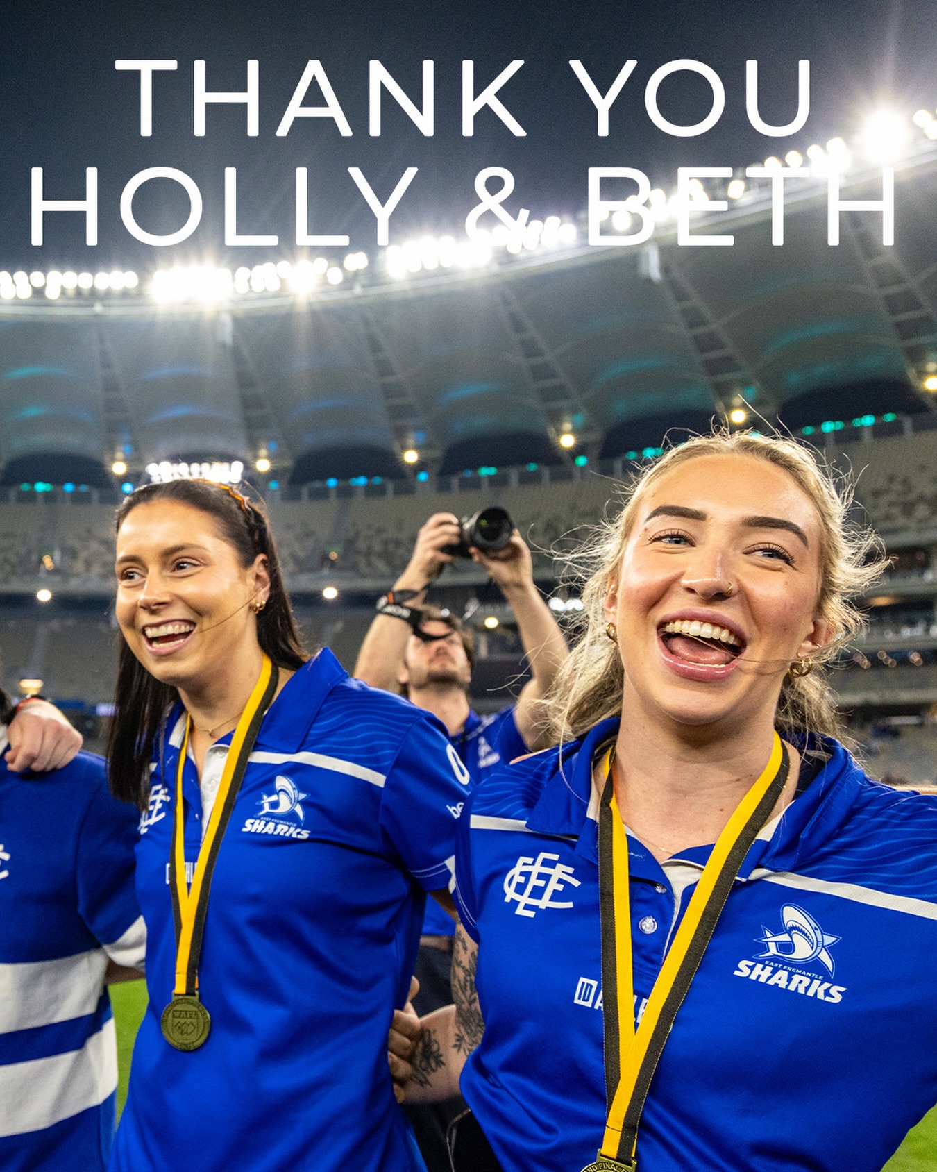 The Dynamic Duo 🤝
We would like to pass on a big Thank you to two of our wonderful Colts medical team.After 3 years with the colts program Holly our Physiotherapist is leaving us and Beth our Head Trainer is also moving on after 2 years in the role. Both were an integral part of our medical team that ensured the players were always looked after in the best way possible with their injuries.We will all miss their smiling faces and positive energy in the colts program.
Sharks forever! Good luck ladies