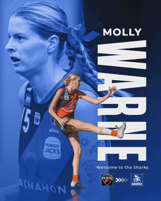 🦈 WELCOME TO THE SHARKS, MOLLY WARNE!East Fremantle Football Club is delighted to welcome Molly Warne to our WAFLW program for the 2027 season!One of the competition’s most influential rucks, Molly joins us from Perth, where she recorded an impressive 961 hitouts across 32 WAFLW appearances over the past two seasons.Standing at 192cm, Molly brings a commanding presence at stoppages, using her reach and ruck craft to give her midfielders first opportunity. Her journey from the Melville Rams to the WAFLW now continues in the blue and white.We are particularly excited to see Molly team up with Zoe Keley, forming a formidable ruck duo that will add strength, flexibility and depth to our side.Please join us in welcoming Molly to the East Fremantle family. We cannot wait to see you in action!